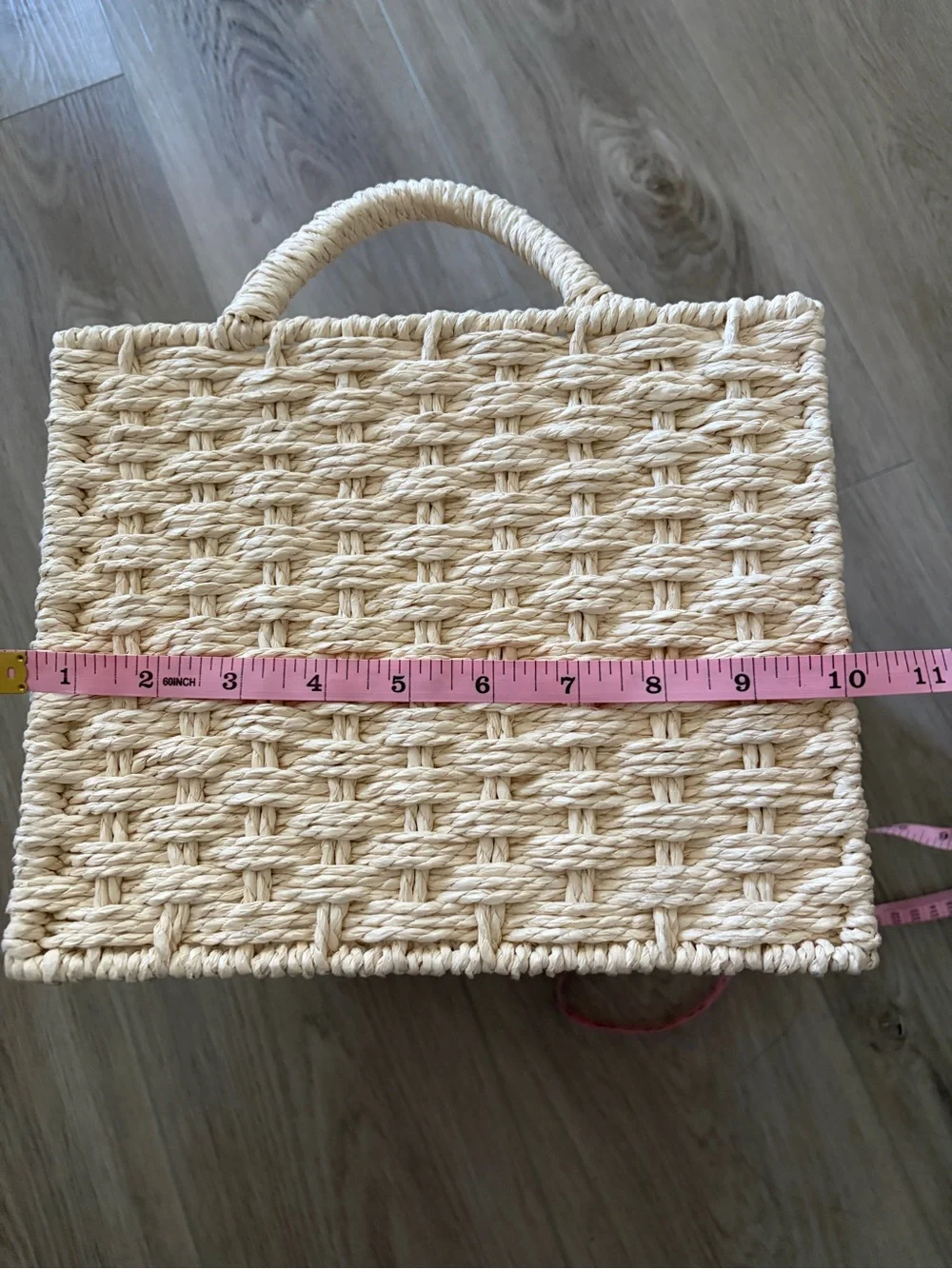 Natural Woven Storage Basket with Handles - Cream